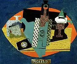 1916, L'anis del mono (Bottle of Anis del Mono), oil on canvas, 46 × 54.6&nbsp;cm (18 × 21 in), Detroit Institute of Arts, Michigan