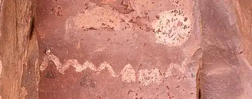 Cave pictograph detailing the position of the sun at summer and winter solstices relative to the rock formations