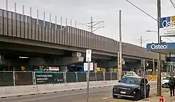 View of elevated Parkdale station under construction from Como Parade West, May 2024