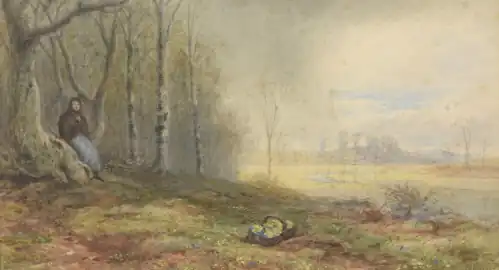 Peasant seated at the edge of the forest, undated