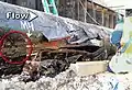 Ruptured segment of pipeline