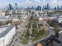 Ochota, a residential district that developed most intensively in the interwar period.[170] The photo shows Narutowicz Square, the central point of the district.