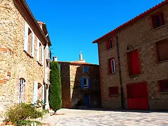 A square near the church in Sainte-Colombe-de-la-Commanderie