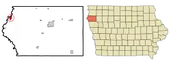 Location of Akron, Iowa
