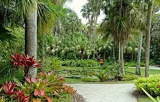 Artwork near pond.