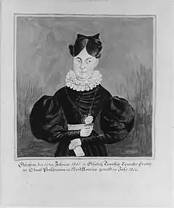 Portrait and Birth Record of Mahala Wechter in fraktur style. Jacob Maentel. Metropolitan Museum of Art.