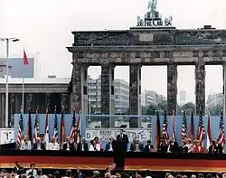 Ronald Reagan visiting in June 1987, while delivering his Tear down this wall! speech.