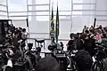 Brazilian President Dilma Rousseff holds a press conference at the Palácio do Planalto (16 March 2015).