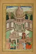 Bahram Gur visiting the Princess of Arabia in the Brown Pavilion