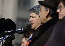 People's Deputy of the USSR Yury Afanasyev at a Moscow rally in support of Boris Yeltsin and the Russian presidential referendum