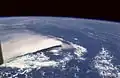 Ash cloud from the September 1994 eruption, as viewed from the Space Shuttle