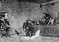 Rat fighting, recreation of King Louis XI of France, 1461-1483, c.1883