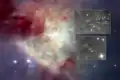 Hubble image showing the proper motion of source x away from the explosion center. The image also shows the BN object.
