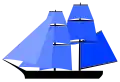 Brig: two square-rigged masts and headsails