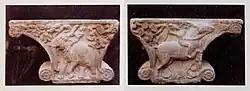 Frontal views of the Sarnath capital, in the Sarnath Museum