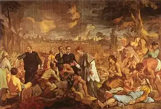 Federico Borromeo visits the leper house during the Plague of 1630, Milan, Biblioteca Ambrosiana