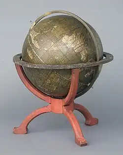 Johannes Schöner's Terrestrial globe with wooden frame, around 1515, wood, papier-mâché