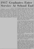 Article describes the enlistment of seniors after spring 1917 graduation.