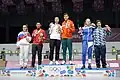 Mixed Teams' 10 metre air rifle victory ceremony