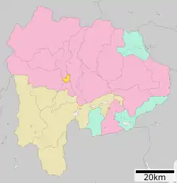 Location of Shōwa in Yamanashi Prefecture