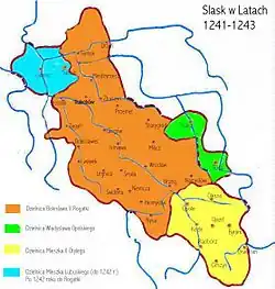 1241-1243 &nbsp;&nbsp;Bolesław II &nbsp;&nbsp;Mieszko Lubuski &nbsp;&nbsp;Władysław Opolski &nbsp;&nbsp;Mieszko II