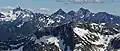 Silvertip Mountain (left), Mount Rideout (centered on skyline), Mount Payne (right) viewed from the north
