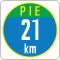 Expressway name and distance marker