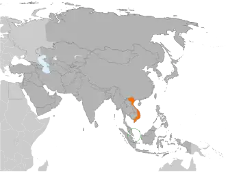 Map indicating locations of Singapore and Vietnam