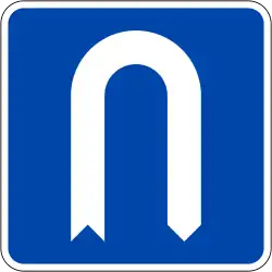 U-turn allowed DIRECTLY AFTER the sign. Do not U-turn when there is no sign.