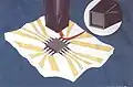 Figure 7. Hard faced bonding tool simultaneously bonding all of the extended beam leads