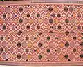 Detail of songket sarong. Woven on a narrow back-strap loom and then joined