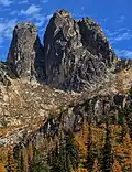 The two spires (north on the left)