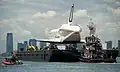 Enterprise underway on the Hudson River