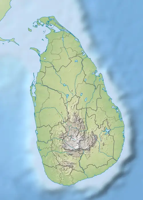 Map showing the location of Dumbara Mountain Range