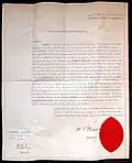 The 1913 licence from Archbishop John Wright to use the first church building as a place of worship.