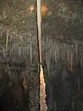 Stalactite meeting stalagmite to form a pillar