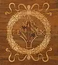 Federico da Montefeltro's personal coat of arms, done in inlay in the soffit of the entrance doorway