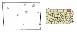 Location of New Milford in Susquehanna County, Pennsylvania.