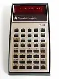 Original TI-30 model (ca.&nbsp;1979) with LED display