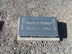 The grave site of Lowell Edward Redden (1865–1944).