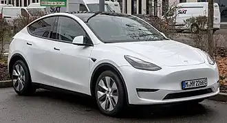 The Tesla Model Y, battery-electric compact luxury crossover