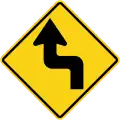 Sharp double curve, first to left