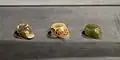 Three Indian thumb rings in agate and jade, 17th-19th century