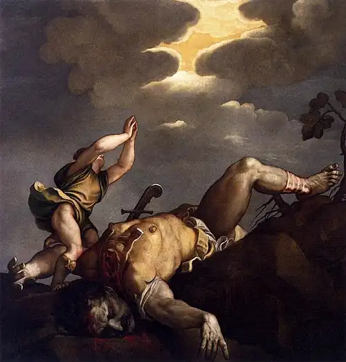 David and Goliath, 1542–44, Santa Maria della Salute, Venice