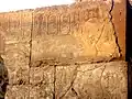 This relief shows Tutankhamun (usurped by Horemheb) wearing the khepresh crown. Luxor Temple.