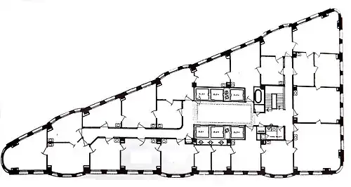 A cross-sectional drawing of a typical story in the Flatiron Building