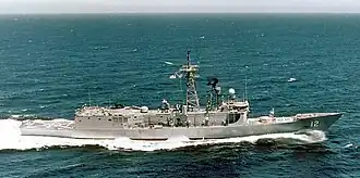 USS George Philip underway during sea trials in 1982