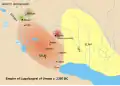 Sumer and Elam c. 2350 BC. Ur was located close to the coastline near the mouth of the Euphrates.
