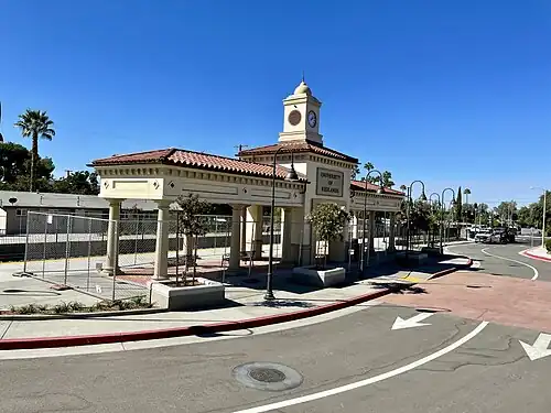 Redlands–University station, under construction in October 2021