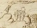 850 A.D., Utrecht Psalter. Unable to see detail through strings.